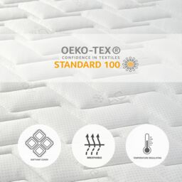 Catherine Lansfield Vitality Support Memory Foam Hybrid Mattress in White - Size: Small Single - thumbnail 4