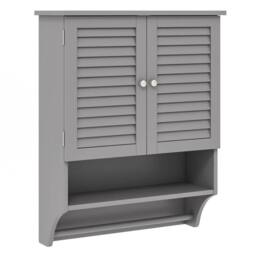 Kelvenix Wall-mounted Bathroom Cabinet Double Door Storage Medicine Cabinet in Grey