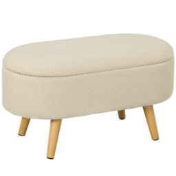 HOMCOM Ottoman Storage Bench for Hallway, Living Room in Cream - thumbnail 2