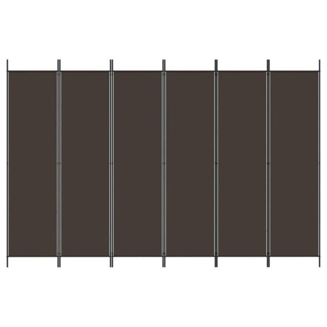 Berkfield Home Durable 6-Panel Room Divider Brown 300x200 cm Fabric - image 1