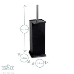Harbour Housewares 2x Square Toilet Brushes with Holder - Non Slip Cleaning Brush Set in Black - thumbnail 3