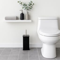 Harbour Housewares 2x Square Toilet Brushes with Holder - Non Slip Cleaning Brush Set in Black - thumbnail 6