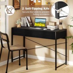 Kelvenix Computer Desk Compact Writing Desk in Black - Size: 0.6m2 - thumbnail 4