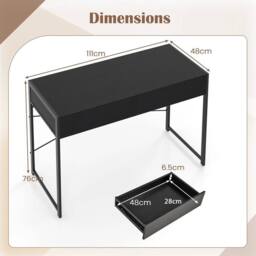 Kelvenix Computer Desk Compact Writing Desk in Black - Size: 0.6m2 - thumbnail 2