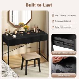 Kelvenix Computer Desk Compact Writing Desk in Black - Size: 0.6m2 - thumbnail 5