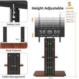 Nordara Heavy Duty TV Floor Stand in Brown - Size: 100 cm x 100 cm - thumbnail 4