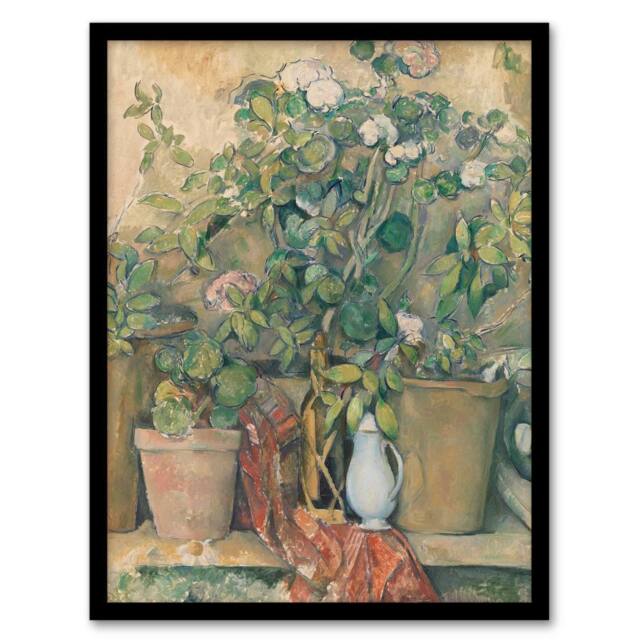 Artery8 Paul Cezanne Framed Wall Art Print Terracotta Pots & Flowers - Size: A4 - image 1