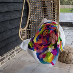 Benjamin Tate Design Amazing Illustration Pop Art Dog Designer Blanket in Natural - Size: 120 cm x 150 cm - thumbnail 3