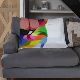 Benjamin Tate Design Amazing Illustration Pop Art Dog Designer Blanket in Natural - Size: 120 cm x 150 cm - thumbnail 2