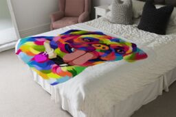 Benjamin Tate Design Amazing Illustration Pop Art Dog Designer Blanket in Natural - Size: 120 cm x 150 cm - thumbnail 4