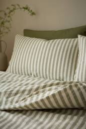 Pineapple Elephant 'Cotton Rich Woven Stripe' Duvet Cover Set in Green - Size: King - thumbnail 2