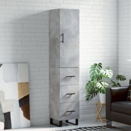 Berkfield Home Highboard Concrete Grey 34.5x34x180 cm Engineered Wood - thumbnail 1