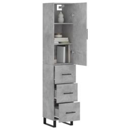 Berkfield Home Highboard Concrete Grey 34.5x34x180 cm Engineered Wood - thumbnail 3