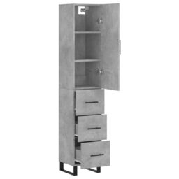 Berkfield Home Highboard Concrete Grey 34.5x34x180 cm Engineered Wood - thumbnail 4