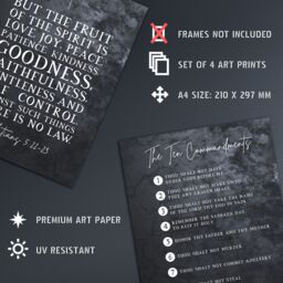 Artery8 Wall Art Print Christian Bible Verses The Ten Commandments Lord Hope Poster Art Mixed Pack of 4 A4 - thumbnail 4