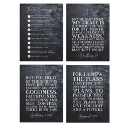 Artery8 Wall Art Print Christian Bible Verses The Ten Commandments Lord Hope Poster Art Mixed Pack of 4 A4 - thumbnail 1