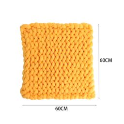 Living and Home Chunky Knit Throw Blanket 60x60cm in Yellow - Size: 60x60 cm - thumbnail 4