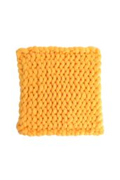 Living and Home Chunky Knit Throw Blanket 60x60cm in Yellow - Size: 60x60 cm - thumbnail 6