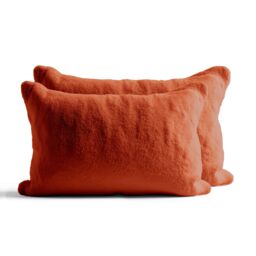 Snug City Teddy Bear Fleece Super Soft Cosy Pillow Case Pair in Orange - Size: Standard Pillow Case - thumbnail 2