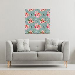 Benjamin Tate Design Pink Flowers (Canvas Print) / 127 x 127 x 4cm in Natural - Size: 127 x 127 x 4 cm - thumbnail 1