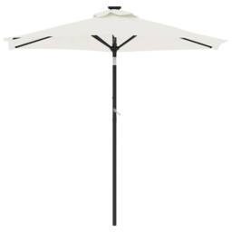 Berkfield Home Garden Parasol with Steel Pole White 225x225x212 cm - Size: 225 x 225 x 212 cm - thumbnail 3