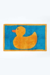 Homescapes Rubber Duck Bath Mat Soft, Absorbent & Non-Slip for Kids in Blue