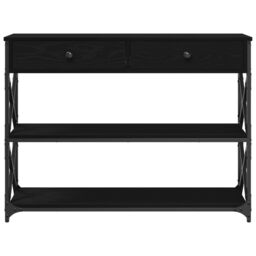 Berkfield Home Console Table Black Oak 100x28x75 cm Engineered Wood & Steel - Size: 100 x 28 x 75 cm - thumbnail 6