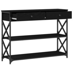 Berkfield Home Console Table Black Oak 100x28x75 cm Engineered Wood & Steel - Size: 100 x 28 x 75 cm - thumbnail 5