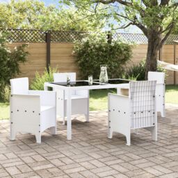 Berkfield Home Garden Chair Set of 4 White Poly rattan Standard Light Weight - thumbnail 3