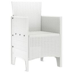Berkfield Home Garden Chair Set of 4 White Poly rattan Standard Light Weight - thumbnail 4