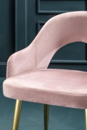Dusty PInk Velvet Dining Chair, Versatile Velvet Upholstered Dining Table Chair, Tapered Living Room Chair - thumbnail 3