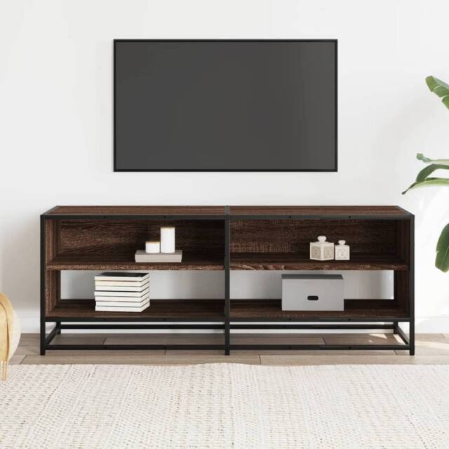 Berkfield Home TV Cabinet Brown Oak 120.5x40x46 cm Engineered Wood & Metal - image 1