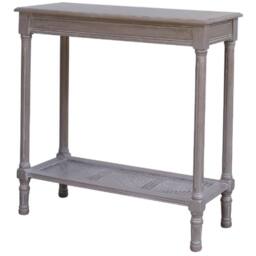 Wyld Haus Laurelbrook Console Table with Woven Rattan Shelf in Grey - thumbnail 3