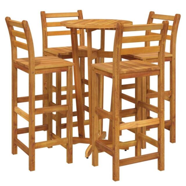 Berkfield Home Beautiful 5 Piece Garden Bar Set Solid Wood Acacia in Brown - image 1