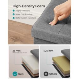 SONGMICS Medium Foldable Storage Bench Ottoman Flipping Lid Heavy Duty in Dark Grey - thumbnail 3