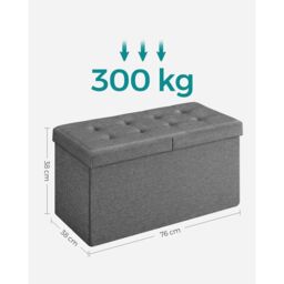 SONGMICS Medium Foldable Storage Bench Ottoman Flipping Lid Heavy Duty in Dark Grey - thumbnail 2