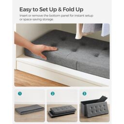 SONGMICS Medium Foldable Storage Bench Ottoman Flipping Lid Heavy Duty in Dark Grey - thumbnail 5