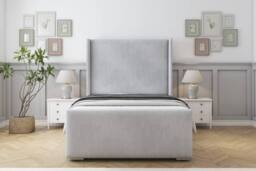 "Sloomy Devonshire Naples Bed Frame With 50"" Upholstered Wingback Headboard in Silver - Size: Small Double" - thumbnail 1