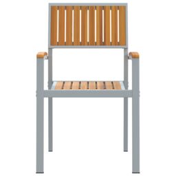 Berkfield Home Stacking Garden Chairs 6 pcs Grey Steel & Solid Wood Acacia - thumbnail 5