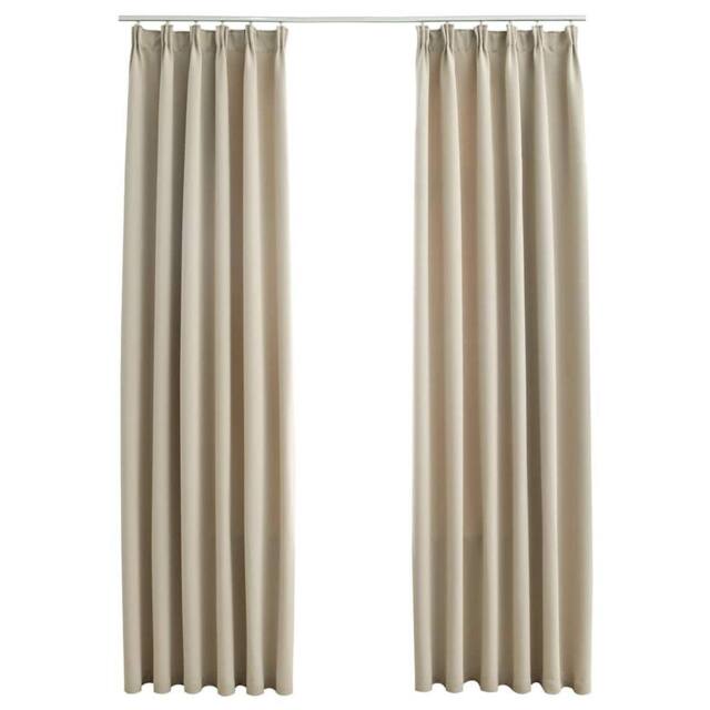 Berkfield Home Blackout Curtains with Hooks 2 pcs Beige 140x175 cm - image 1