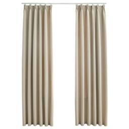 Berkfield Home Blackout Curtains with Hooks 2 pcs Beige 140x175 cm