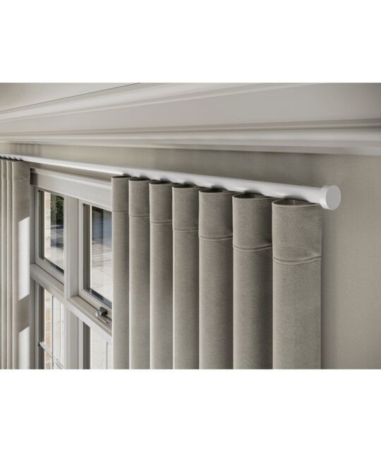 New Edge Blinds 28mm Styleline Gliding Curtain Pole Set with Stud End - White - Size: 260 cm - image 1