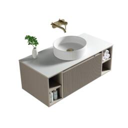 Bathroom Kingdom Flauto Soft Coffee Wall Hung Basin Drawer Vanity 1000mm in Taupe - thumbnail 1