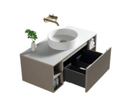 Bathroom Kingdom Flauto Soft Coffee Wall Hung Basin Drawer Vanity 1000mm in Taupe - thumbnail 2