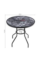 Living and Home Garden Round Tempered Glass Marble Coffee Table - thumbnail 2