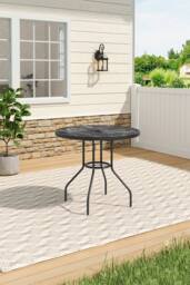 Living and Home Garden Round Tempered Glass Marble Coffee Table - thumbnail 3