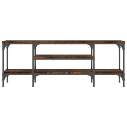 Berkfield Home TV Cabinet Smoked Oak 121x35x45 cm Engineered Wood&Iron in Brown - Size: 121 x 35 x 45 cm - thumbnail 4