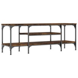 Berkfield Home TV Cabinet Smoked Oak 121x35x45 cm Engineered Wood&Iron in Brown - Size: 121 x 35 x 45 cm - thumbnail 6
