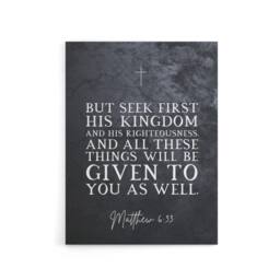 "Artery8 Matthew 6 33 See First His Kingdom Bible Quote Canvas Wall Art Print in Grey - Size: W24"" x H32""" - thumbnail 1