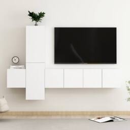Berkfield Home 5 Piece TV Cabinet Set White Engineered Wood - thumbnail 1